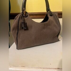 Authentic Gucci Canvas and Bamboo Bag